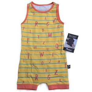 Rags to Raches ABC Stripe Peek a Booty Romper Baby 3-6m NWT Sleeveless Pull On